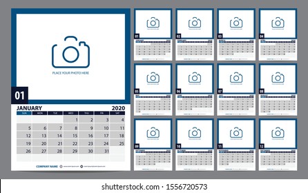 2020 Calendar planner template design. Vector illustration.