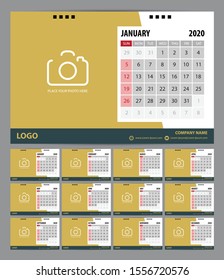 2020 Calendar planner template design. Vector illustration.