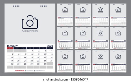 2020 Calendar planner template design. Vector illustration.