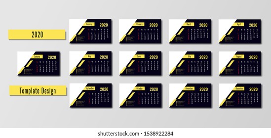 2020 calendar set template design