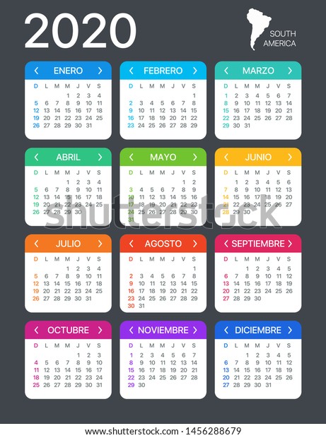 年のカレンダー スペイン語 南ラテンアメリカ ベクター画像テンプレート のベクター画像素材 ロイヤリティフリー