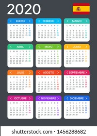 2020 calendar - Spanish Version - Vector Template