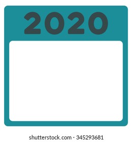 2020 Calendar vector icon. Style is bicolor flat symbol, soft blue colors, rounded angles, white background.