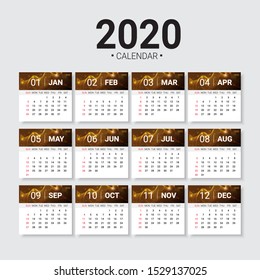 2020 calendar vector tempalte with golden flowing particle style.