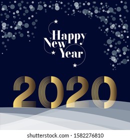2020 - Carte bleu nuit, a winter atmosphere with snow.