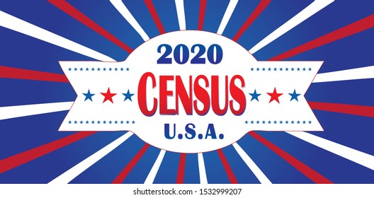 2020 Census For U.S.A. Red White And Blue