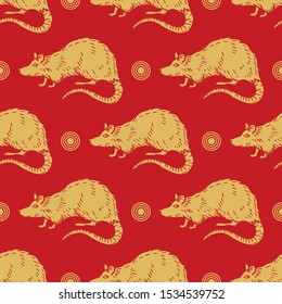 2020 Chinese New Year Background. year of the rat. Golden and red ornament. Concept for holiday banner template, decor element. Vector illustration