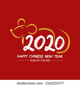 2020 Chinese New Year greeting card with numbers and rat