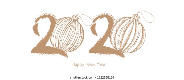 2020 Chinese New Year. Hand drawn illustration.
