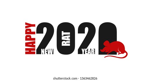 2020 Chinese New Year of Rat. Calendar poster year of mouse. Number zero stylized rat hole. Print t-shirt, greeting card, chinese new year flyer design