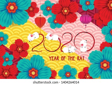 2020 Chinese New Year. Year of the Rat Vector Design for your greetings card, flyers, invitation, posters, brochure, banners, calendar