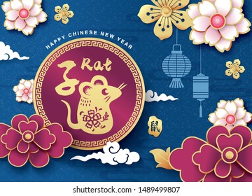 2020 Chinese New Year, Year of Rat Vector Design. Chinese Translation: Rat