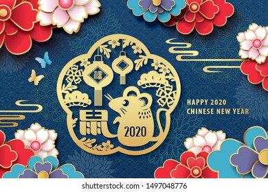 2020 Chinese New Year, Year of Rat Vector Design. Chinese Translation: Rat