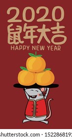 2020 Chinese New Year Rat Year Illustration,Chinese translation: Rat Year is the best