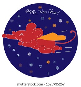 2020 Chinese New Year of the Rat. Symbol of the year - mouse, super hero