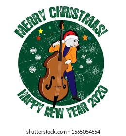2020 Chinese New Year of the Rat. Dedicated to the year of the mouse. Funny mice play musical instruments. For design and cards.