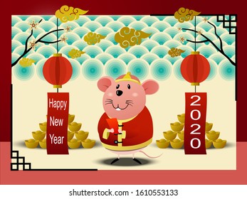 2020 Chinese New Year, Year of Rat Vector Design. 