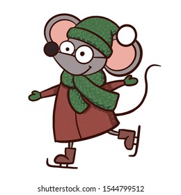  2020 Chinese New Year simbol. Mouse, Rat horoscope sign. Hand draw