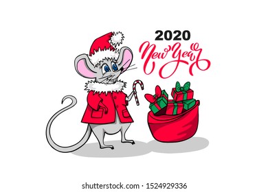 2020 Chinese New Year. Symbol of the year rat or mouse. Holiday concept - postcard or banner. Vector illustration