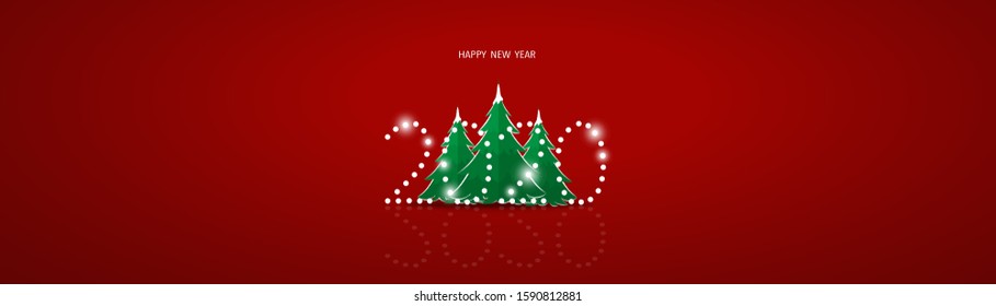 2020 Christmas Greeting Card. Christmas Background with Happy New Year and 2020 lettering, vector illustration.