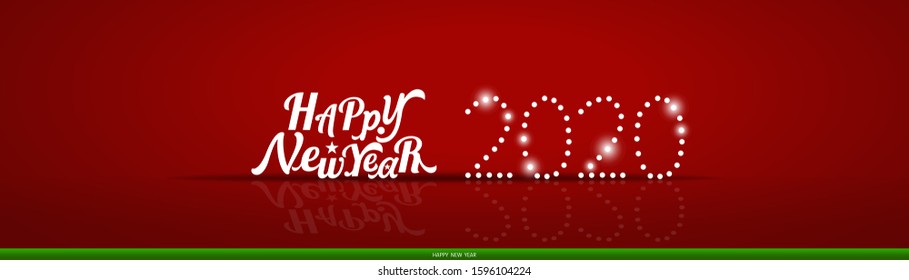 2020 Christmas Greeting Card. Christmas Background with Happy New Year and 2020 lettering, vector illustration.