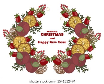 2020 Christmas greeting card isolated multicolor vector. Christmas or New Year greeting template.