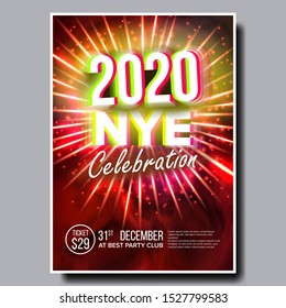 2020 Christmas Party Flyer Poster Vector. Happy New Year. Celebration Template. Winter Background. Design Illustration