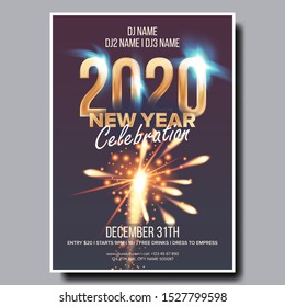 2020 Christmas Party Flyer Poster Vector. Happy New Year. Night Club Celebration. Musical Concert Banner. Design Illustration