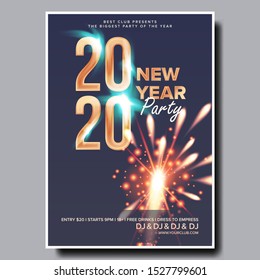 2020 Christmas Party Flyer Poster Vector. Happy New Year. Music Night Club Event. Greeting Dance Event. Design Illustration