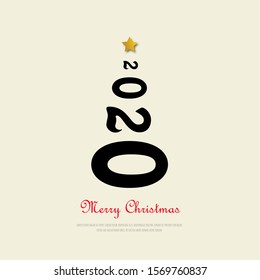 2020 Christmas Tree Modern Background. Minimalist Creative Design Concept.