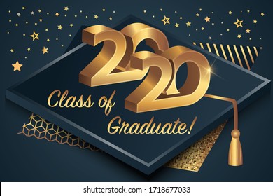 2020 class. The concept of registration of congratulations for school graduates. Complimentary ticket. The concept of rewarding and congratulations to graduates.
