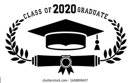 2020 class graduate. The concept of registration of congratulations for school graduates. Design for t-shirt, flyer, invitation, greeting card. Illustration, vector