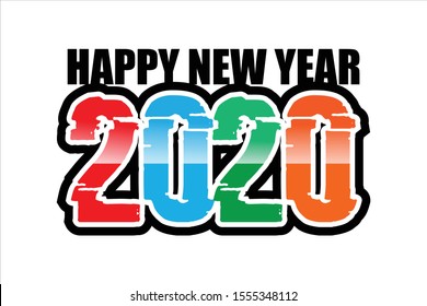 2020 colorful Text isolated on white background