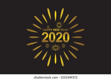 2020 colorful Text isolated on black background, New Year 2020, 2020 text for Calendar New years