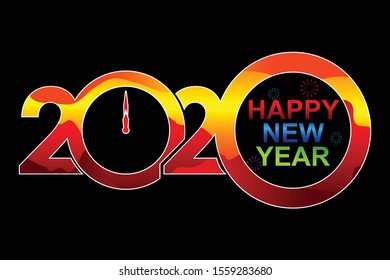 2020 colorful Text isolated on black background