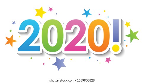 2020! colorful vector typography banner with stars