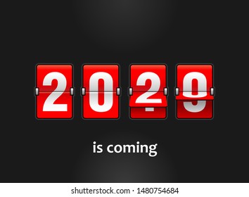 2020 is coming - new year flip countdown time remaining counter with half flipped from 2019 to 2020 digits - promo decoration