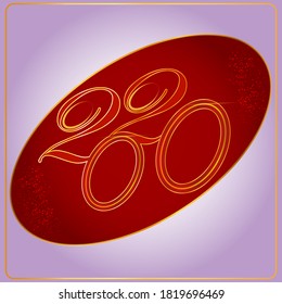 2020 concept in red and gold against a purple gradient backdrop.