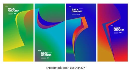 2020 Cover and Poster Design Template for Magazine. Trendy Abstract Colorful Geometric and Curve Vector Illustration Collage with Typography for Cover, book, social media story, and Page Layout.
