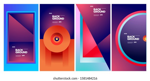 2020 Cover and Poster Design Template for Magazine. Trendy Abstract Colorful Geometric and Curve Vector Illustration Collage with Typography for Cover, book, social media story, and Page Layout.
