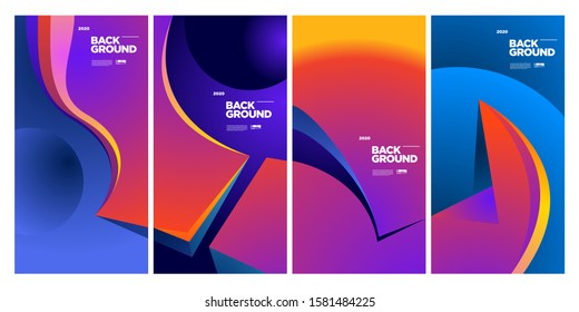 2020 Cover and Poster Design Template for Magazine. Trendy Abstract Colorful Geometric and Curve Vector Illustration Collage with Typography for Cover, book, social media story, and Page Layout.
