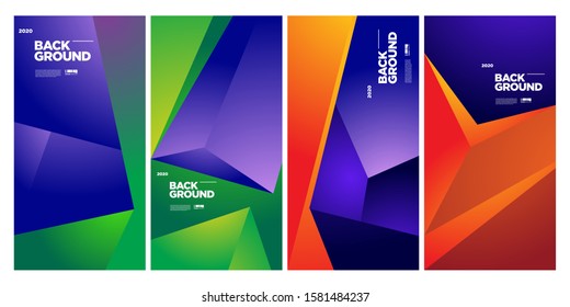 2020 Cover and Poster Design Template for Magazine. Trendy Abstract Colorful Geometric and Curve Vector Illustration Collage with Typography for Cover, book, social media story, and Page Layout.
