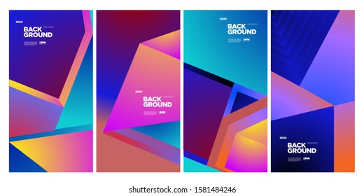 2020 Cover and Poster Design Template for Magazine. Trendy Abstract Colorful Geometric and Curve Vector Illustration Collage with Typography for Cover, book, social media story, and Page Layout.
