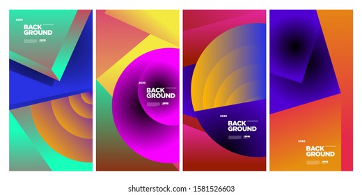 2020 Cover and Poster Design Template for Magazine. Trendy Abstract Colorful Geometric and Curve Vector Illustration Collage with Typography for Cover, book, social media story, and Page Layout.
