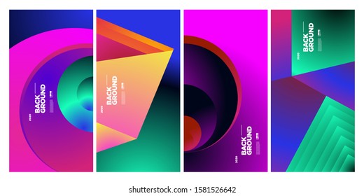2020 Cover and Poster Design Template for Magazine. Trendy Abstract Colorful Geometric and Curve Vector Illustration Collage with Typography for Cover, book, social media story, and Page Layout.
