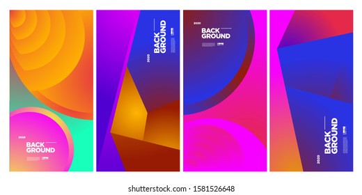 2020 Cover and Poster Design Template for Magazine. Trendy Abstract Colorful Geometric and Curve Vector Illustration Collage with Typography for Cover, book, social media story, and Page Layout.
