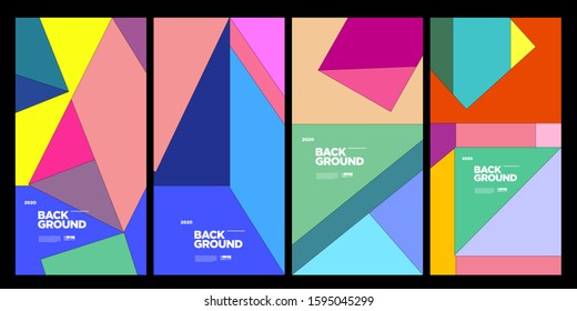 2020 Cover and Poster Design Template for Magazine. Trendy Abstract Colorful Geometric and Curve Vector Illustration Collage with Typography for Cover, book, social media story, and Page Layout.
