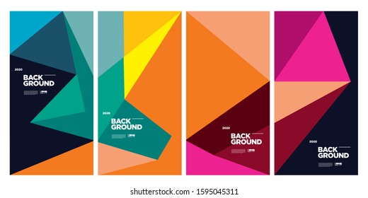 2020 Cover and Poster Design Template for Magazine. Trendy Abstract Colorful Geometric and Curve Vector Illustration Collage with Typography for Cover, book, social media story, and Page Layout.
