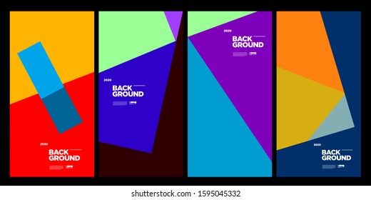 2020 Cover and Poster Design Template for Magazine. Trendy Abstract Colorful Geometric and Curve Vector Illustration Collage with Typography for Cover, book, social media story, and Page Layout.
