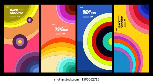 2020 Cover and Poster Design Template for Magazine. Trendy Abstract Colorful Geometric and Curve Vector Illustration Collage with Typography for Cover, book, social media story, and Page Layout.
